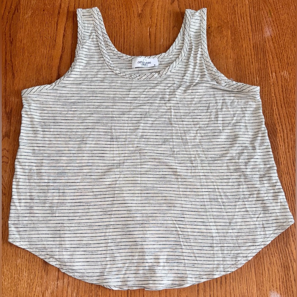 Carly Jean Black and White Striped Tank Top